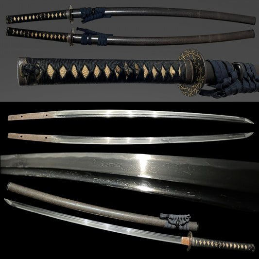 Bohi 棒樋 KATANA, Gold inlay TSUBA, Edo period mumei