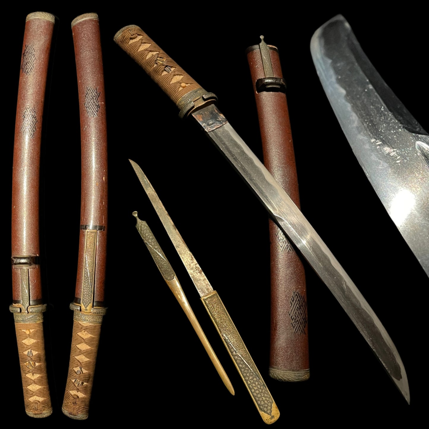 Matsushiro Koshirae TANTO 松代拵短刀, with Kozuka Kogai, Unokubi 鵜首 blade