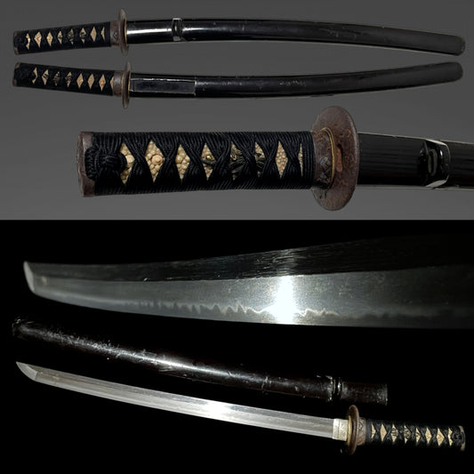 Short Black Wakizashi, Dragon Kashira, Edo period mumei