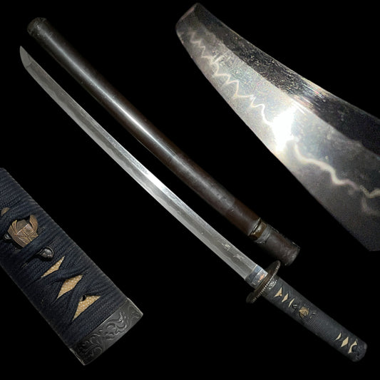 Short Wakizashi, Amidayasuri Tsuba, Edo period mumei