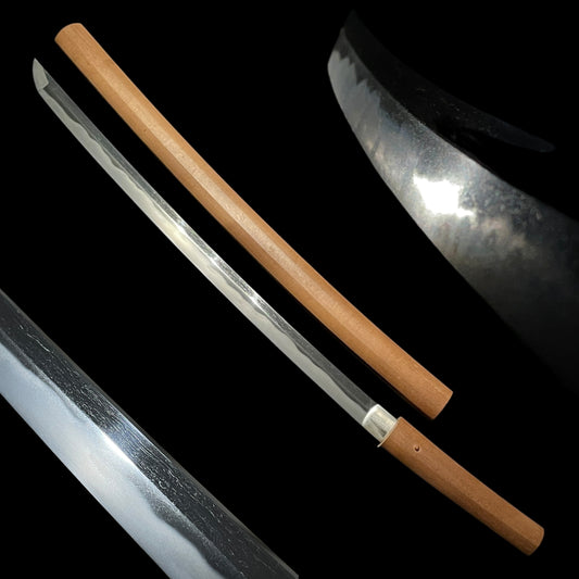 Wide Hamon Long Wakizashi, Edo period mumei, Nagasa 542mm(21.34in)