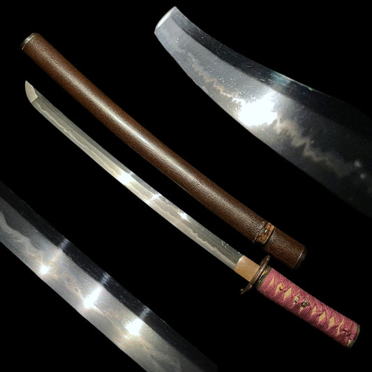 Short Wakizashi, Purple Tsukamaki, Peas Menuki, Edo period mumei