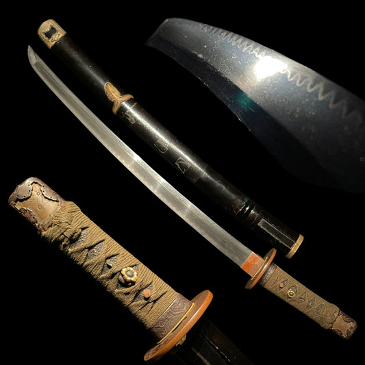 Handachi Koshirae 半太刀拵 Wakizashi, Gunome-Hamon 互目刃文, Edo period mumei
