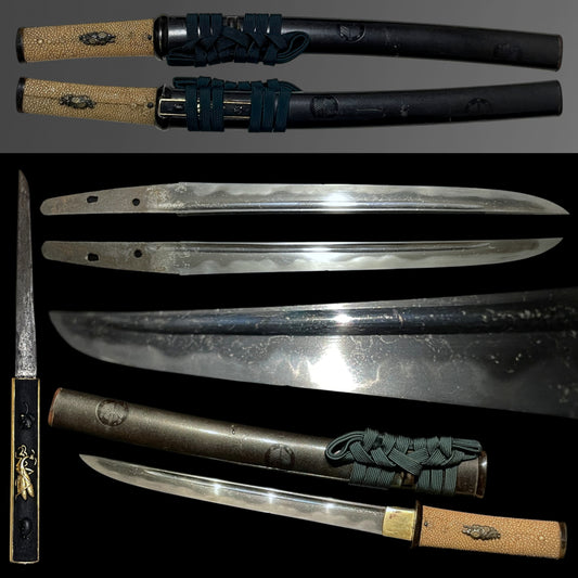 Aikuchi Koshirae TANTO 合口拵短刀, Kaneari 兼在 signed, Mantis Kozuka, Muromachi period