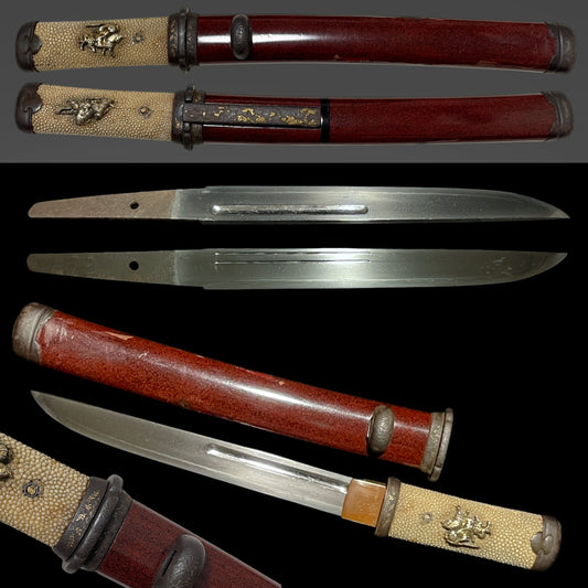 Red TANTO with Kozuka, Iron Fittings, Late Edo period mumei, Bakumatsu era