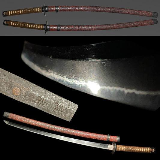 Kanetsugu 兼継 signed Red KATANA, Wide and Thick blade, Edo period