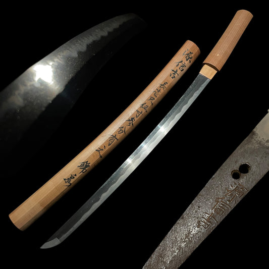 Minamotono Nobuyoshi 源信吉 signed WAKIZASHI, Sayagaki 鞘書, Edo period