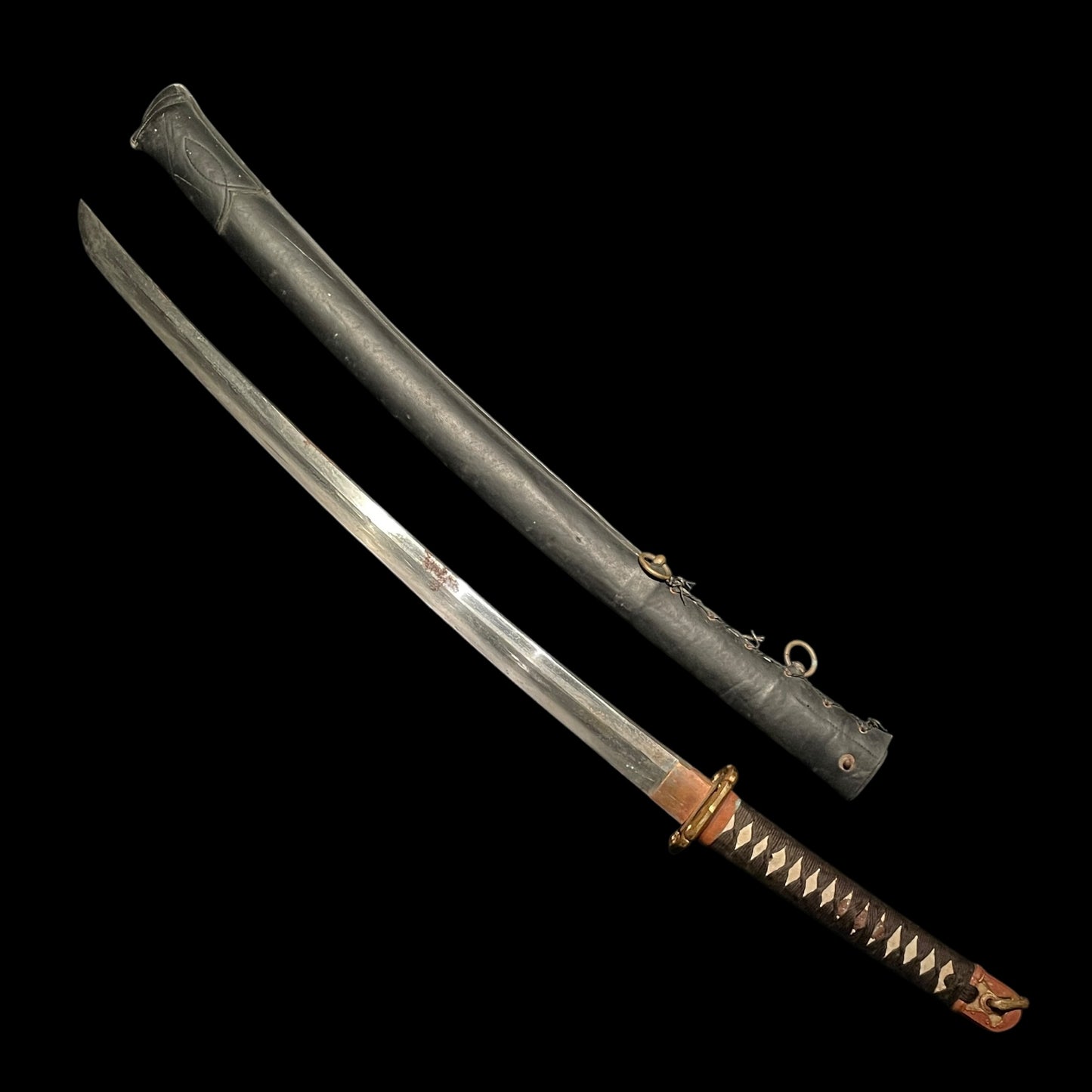 Ryakushiki Black GUNTO, 略式軍刀, Very Heavy blade, WW2 Japanese Army Officer Sword