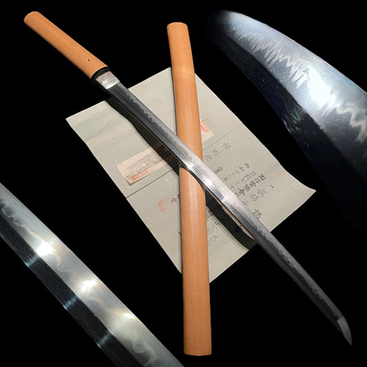 Inshu Tadakuni 因州忠国 Long Wakizashi,Gunome-Choji Hamon 互目丁子刃文, NBTHK Certificate