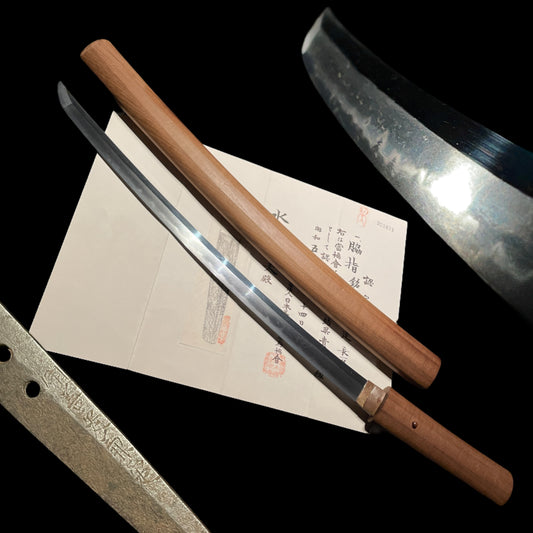 Sekizenjo Kanesada 関善定兼定 signed WAKIZASHI, Muromachi period, NBTHK Certificate