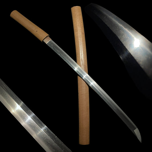 Homarekizu 誉傷 Wakizashi, Kikko pattern 亀甲文様 Habaki, Edo period mumei