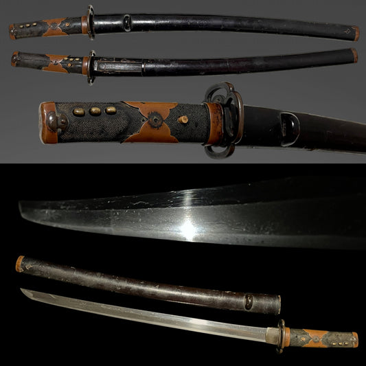 Karakizuka 唐木柄 Straight Wakizashi, Yamagane Tsuba 山銅鍔, Edo period mumei