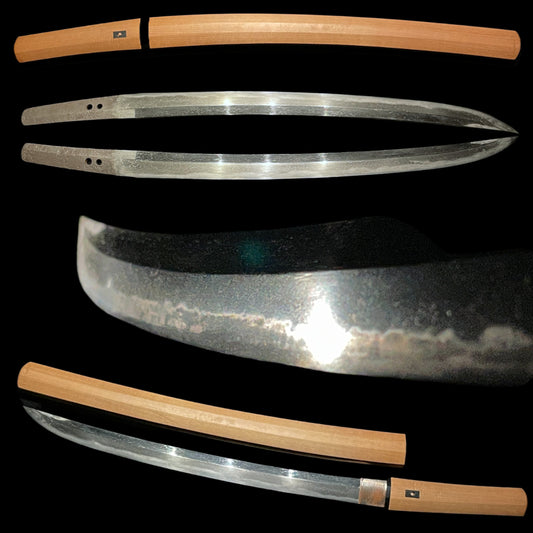Naginata Naoshi Style Wakizashi, Iemasa 家正 signed, Wide Blade, Muromachi period