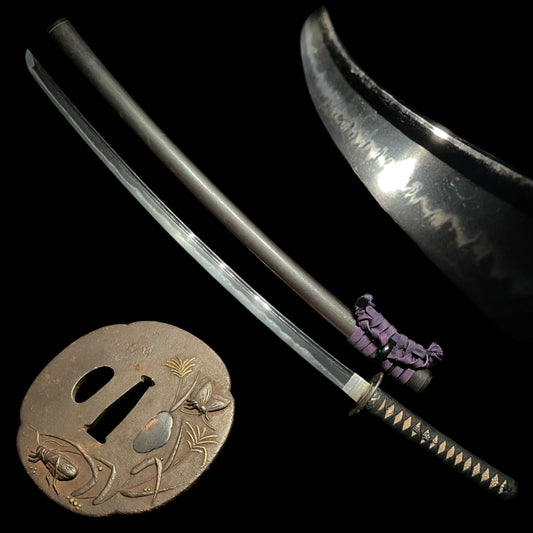 Midareba KATANA, Autumn insect Tsuba, Shell Fuchikashira, with Shirasaya