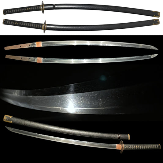 Brass Fittings Black KATANA, Heavy blade, Suguha 直刃, Edo period mumei