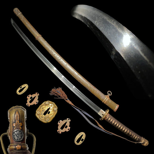 Type98 GUNTO 九八式軍刀, Kuniyasu 国泰 signed, Family crest included, with Tassel