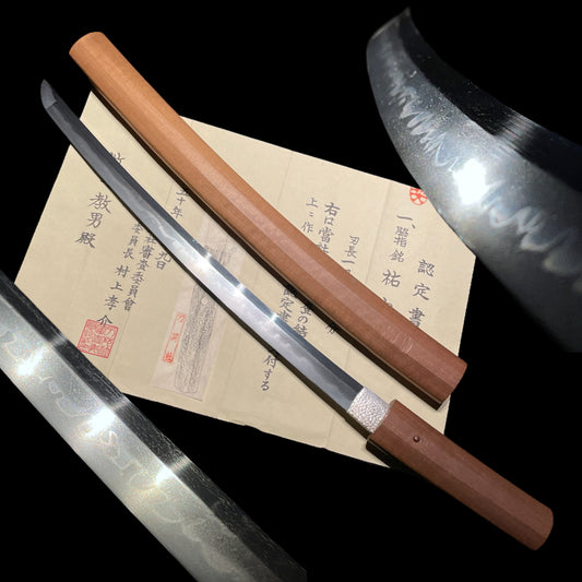 Sukesada 祐定 signed WAKIZASHI, Choji-Hamon 丁子刃文, Late Muromachi period