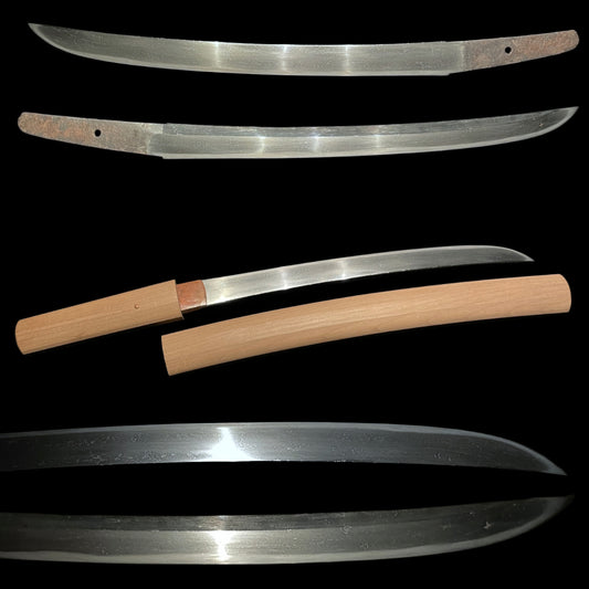 Rare style KATAHIRA-ZUKURI 片平造 Wakizashi, Muromachi period mumei