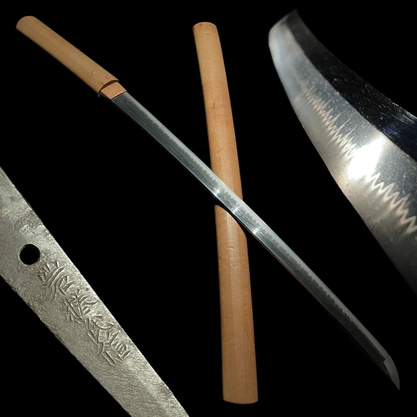 Ganmaku Ujinobu 岩捲氏信 signed Rugged Long WAKIZASHI in Shirasaya