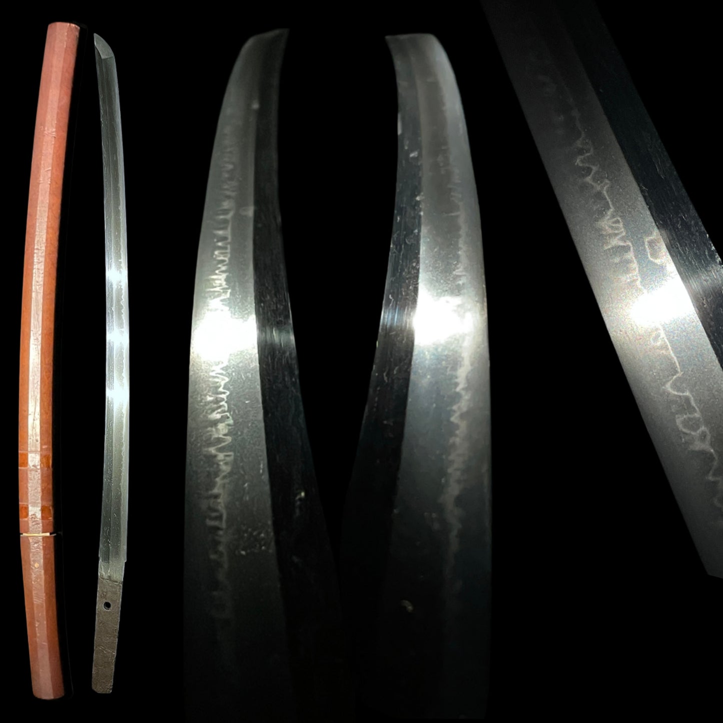 Amazing Hamon Long Wakizashi in Shirasaya, Edo period mumei