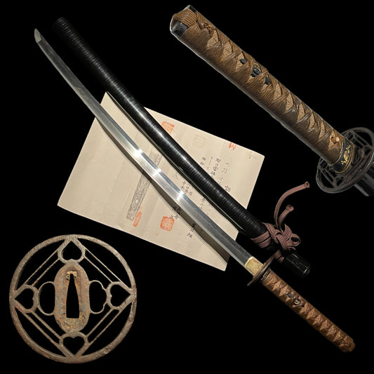 Yamato School 大和伝, Sue Tegai 末手掻 KATANA, Sukashi-Tsuba, Muromachi Period