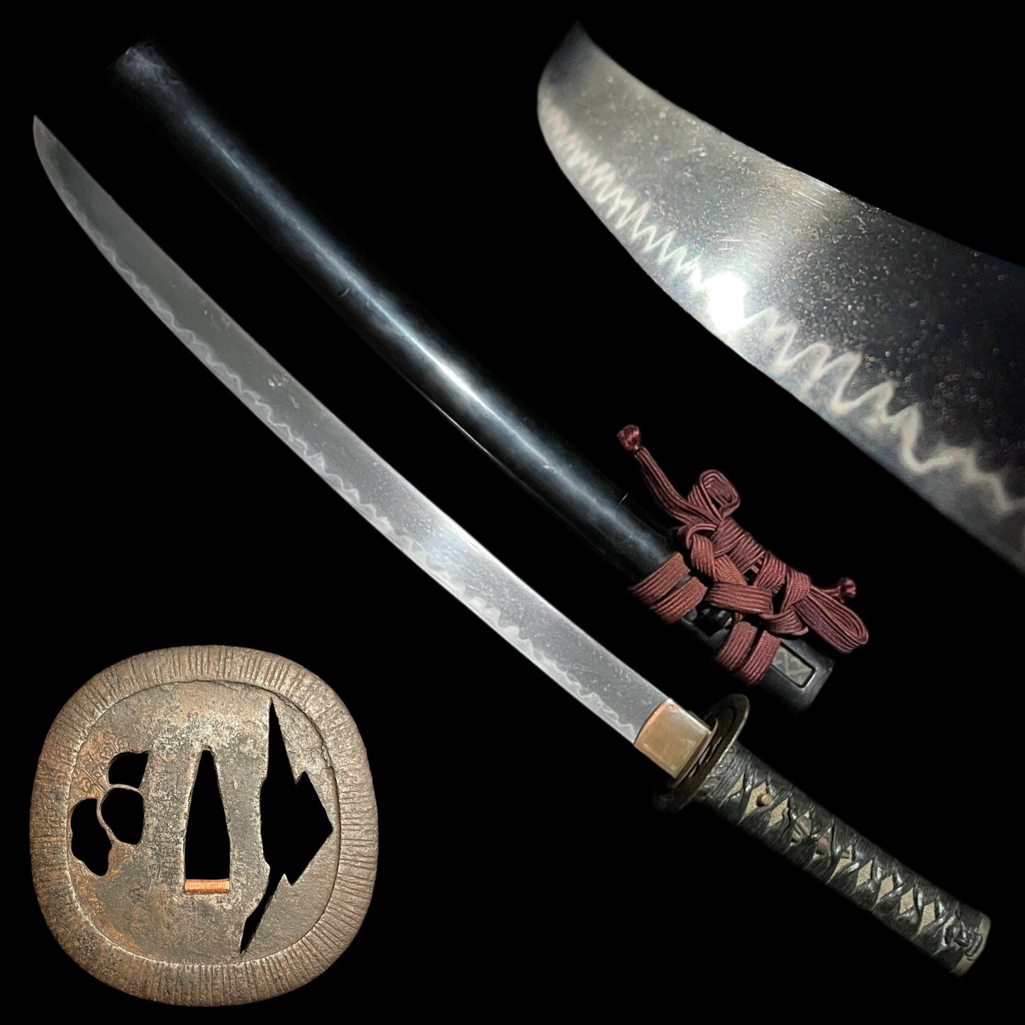 Hirazukuri Wakizashi 平造脇差, Signed Tsuba, with Shirasaya, Edo period mumei