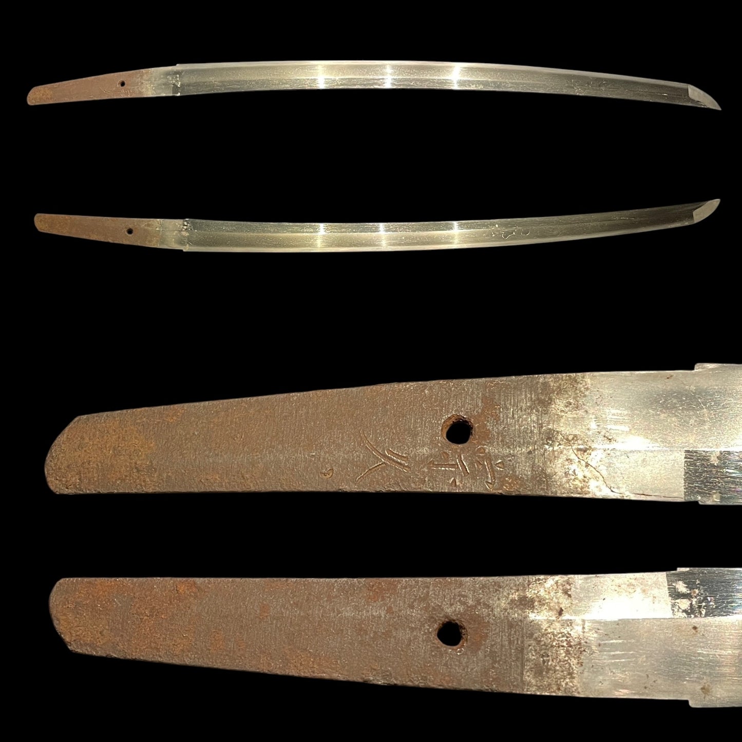 Handachi Koshirae 半太刀拵鉄一作金具 WAKIZASHI, Iron Large Menuki, Munehisa 宗久 signed