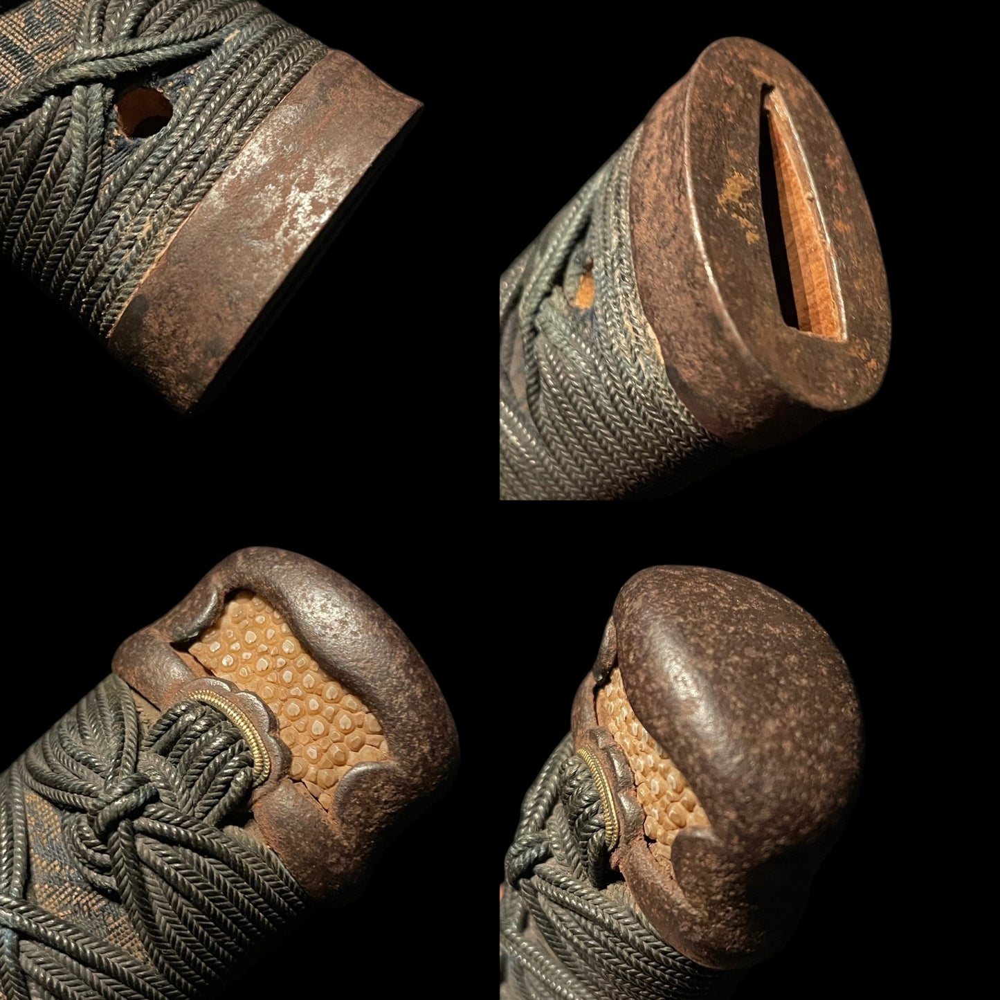 Handachi Koshirae 半太刀拵鉄一作金具 WAKIZASHI, Iron Large Menuki, Munehisa 宗久 signed