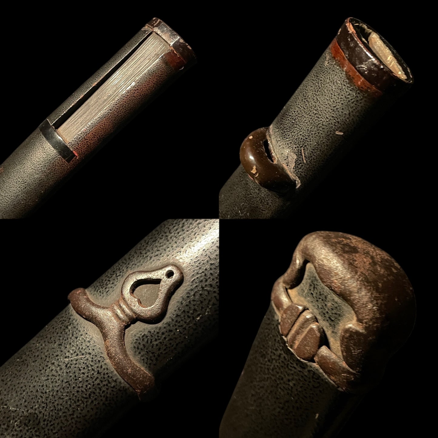 Handachi Koshirae 半太刀拵鉄一作金具 WAKIZASHI, Iron Large Menuki, Munehisa 宗久 signed