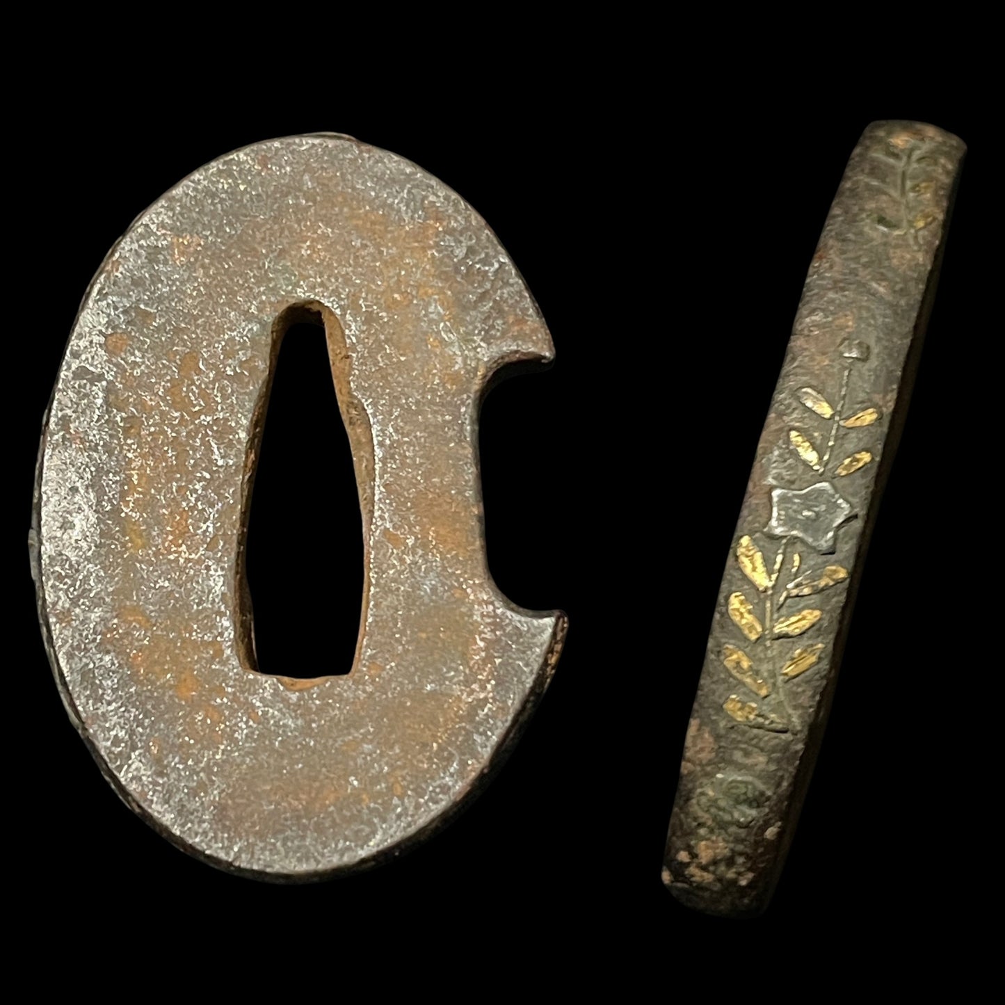 HORIMONO Red Tanto, 八幡武大神 梵字, Shakudo Dragon Menuki, Edo period mumei