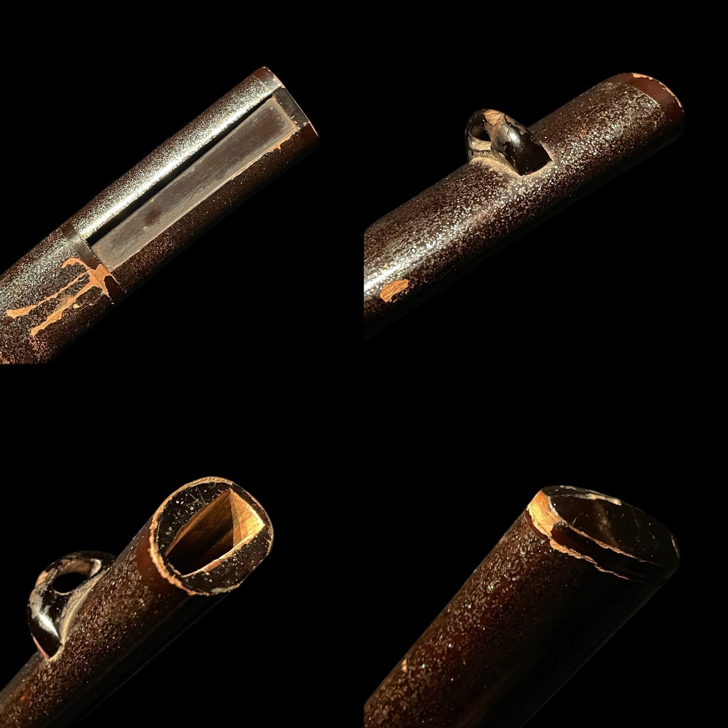 Unokubi TANTO, Mino style Mantis Fuchikashira, 堺包重鶴田新蔵 signed, Hanaguruma Tsuba