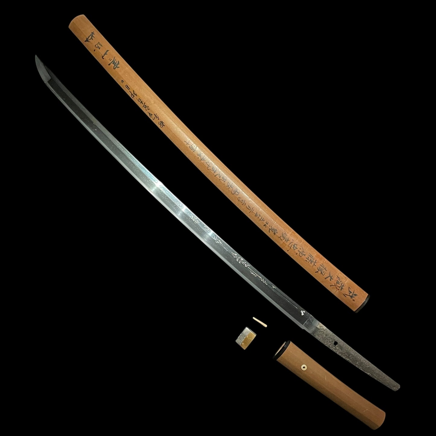 HORIMONO 刀身彫刻 KATANA, Musashidaijo Tadahiro February 1628 signed, Sayagaki 鞘書