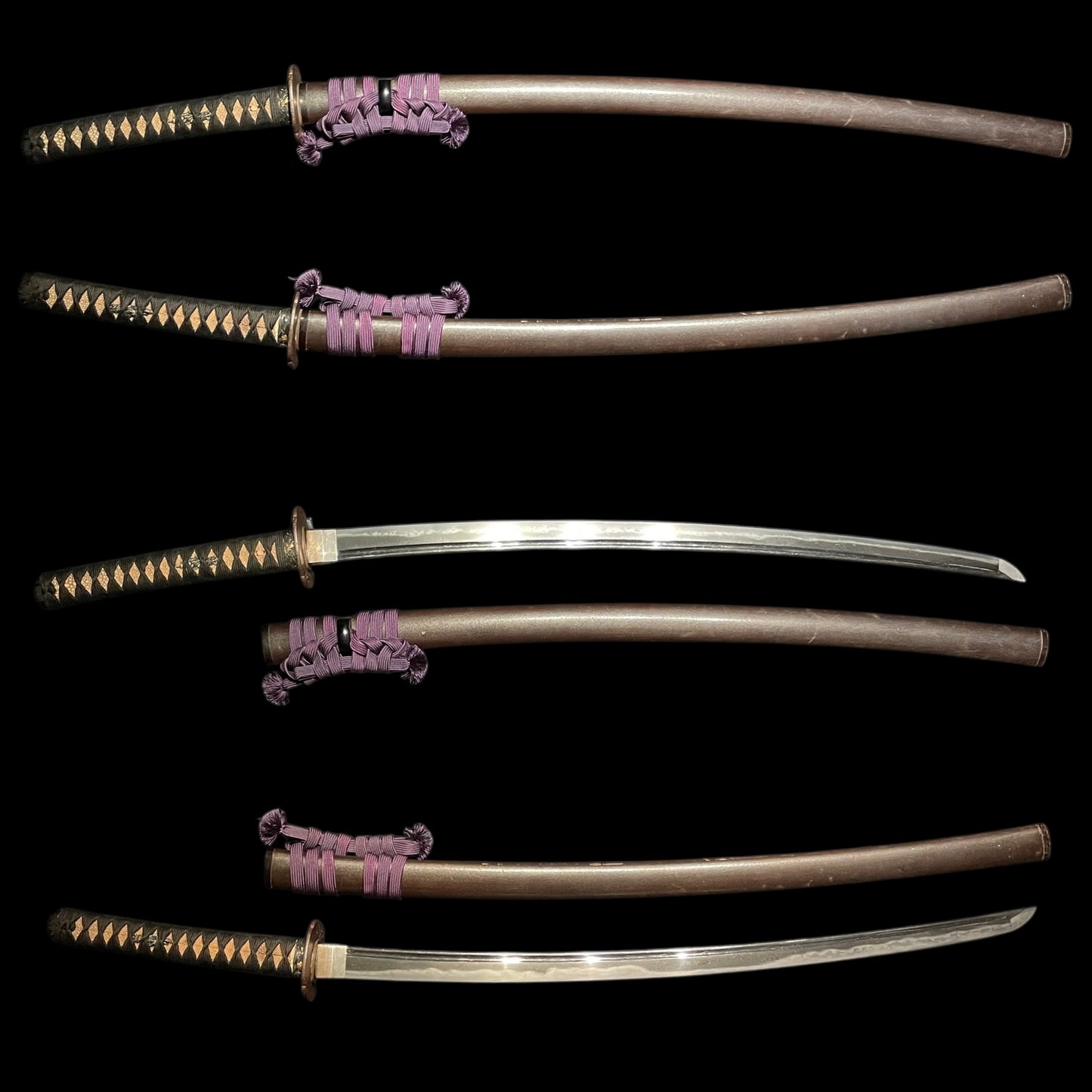 Midareba KATANA, Autumn insect Tsuba, Shell Fuchikashira, with Shirasaya