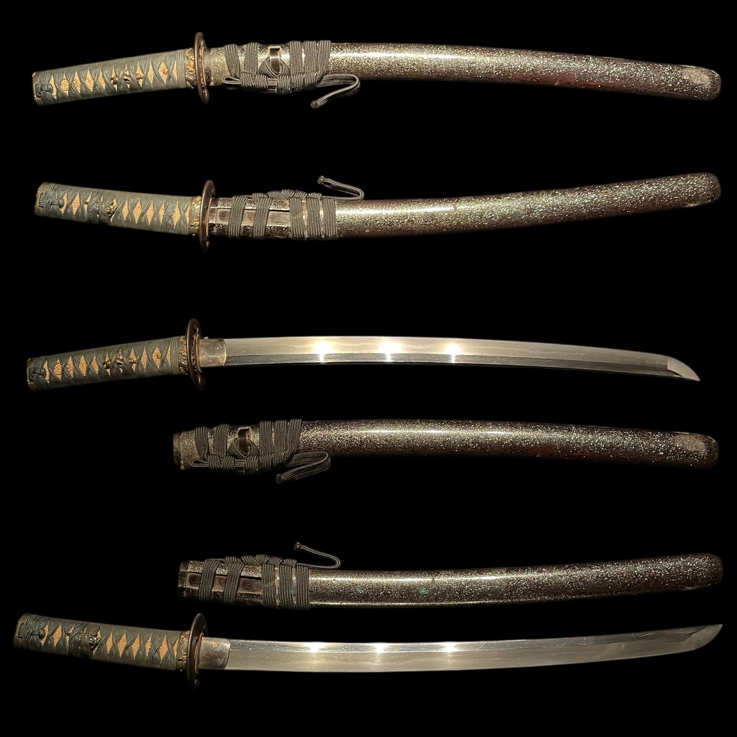 Shimosaka 下坂 Wakizashi, Mogarashi Soten 藻柄子宗典 signed Fuchikashira