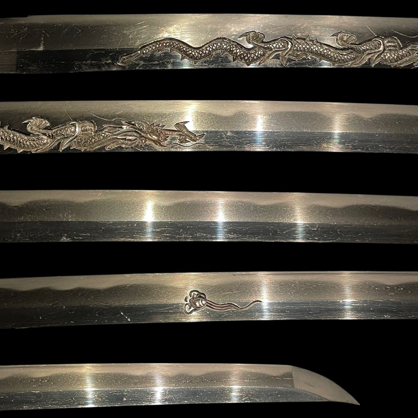 HORIMONO 彫物 KATANA, Tamaoiryu 玉追龍, Bicchukoku Mizutaju Kunishige signed