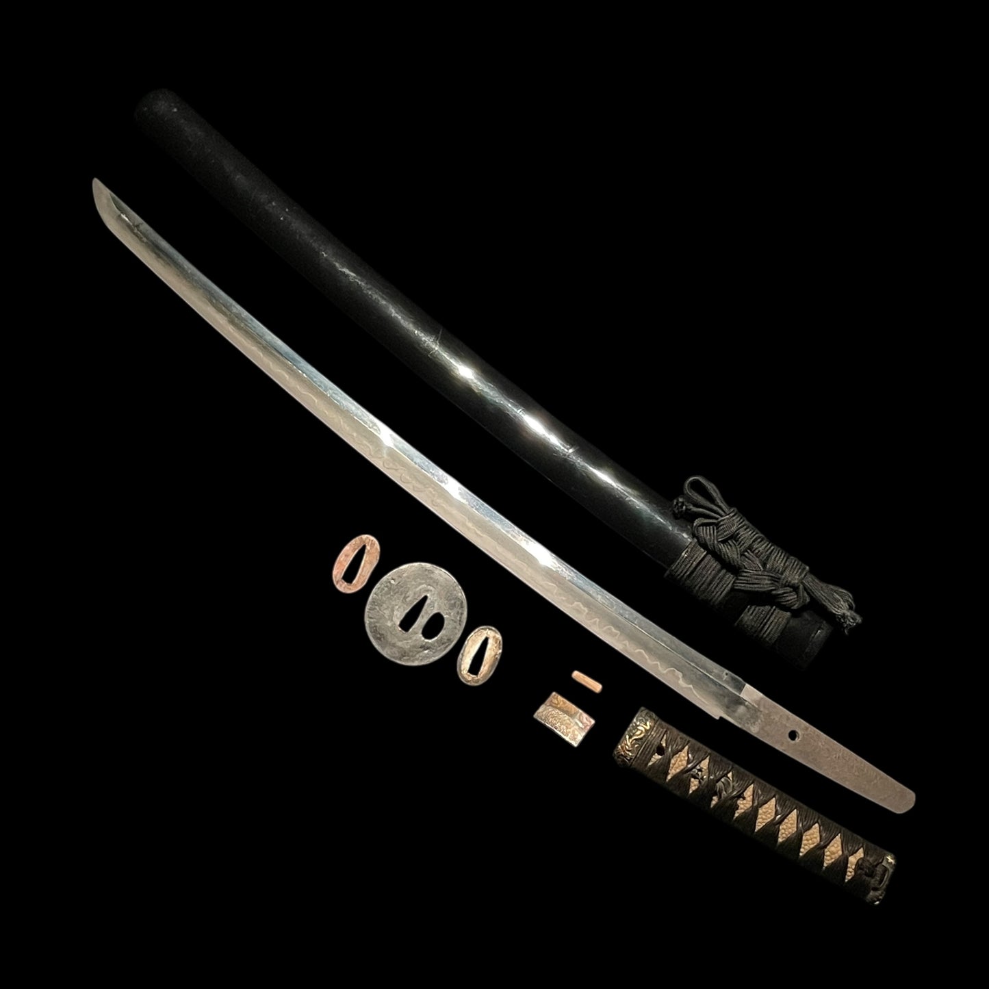 Bishuju Sukesada 備州祐定 signed Long WAKIZASHI, Dragon Fuchikashira, KenjoTsuba 献上鍔