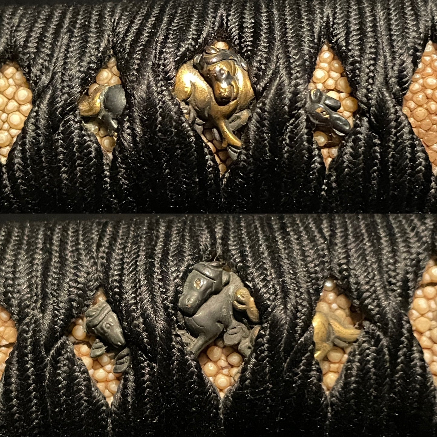 Midareba 乱刃 Long Wakizashi, Heavy blade, Horse Menuki, Edo period mumei