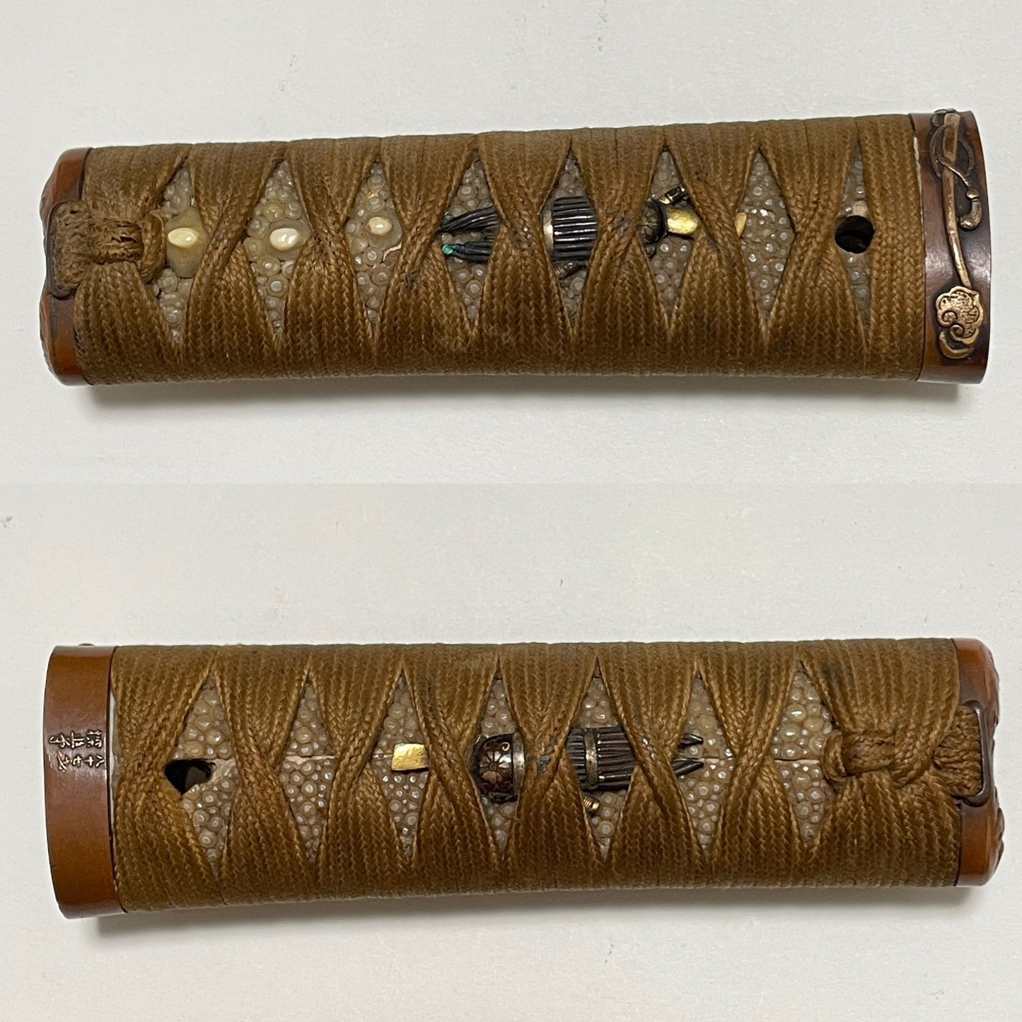 HITATSURA 皆焼 TANTO, Daruma Kashira, Signed Tsuba, Copper Fittings with Kozuka