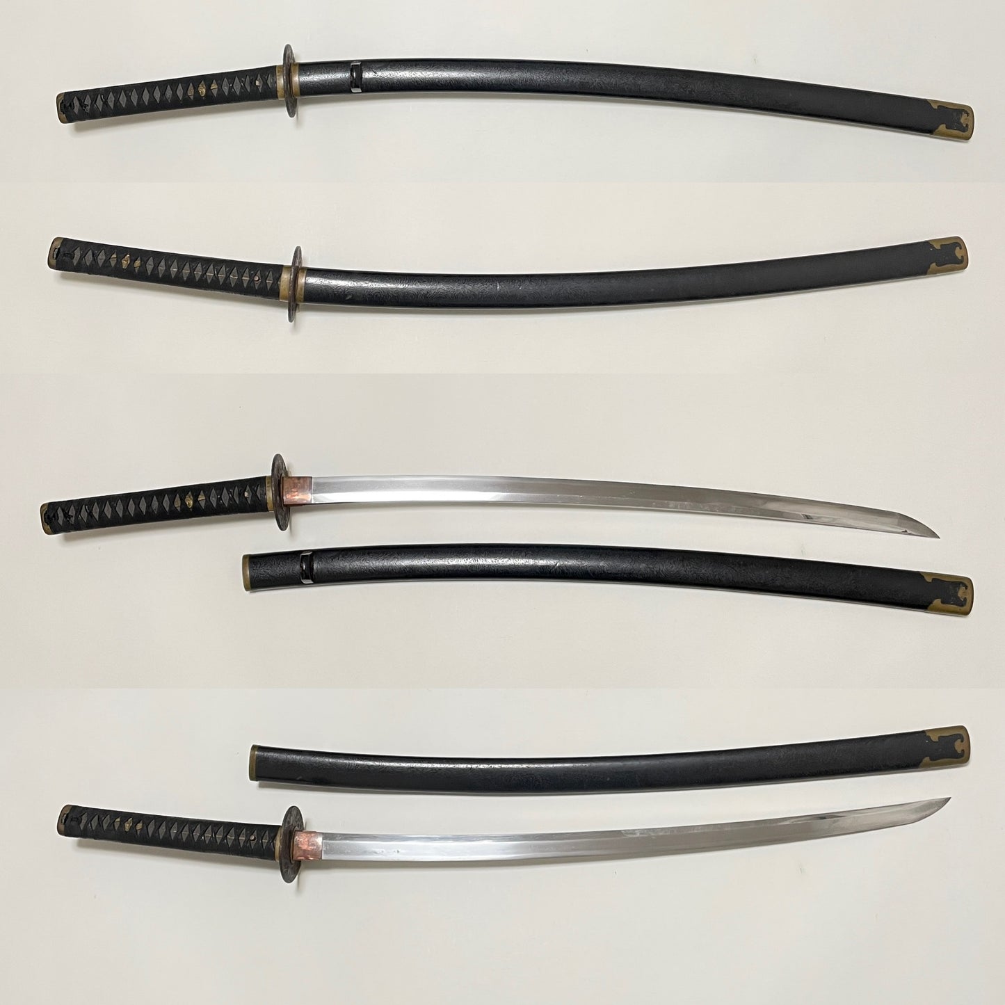 Brass Fittings Black KATANA, Heavy blade, Suguha 直刃, Edo period mumei