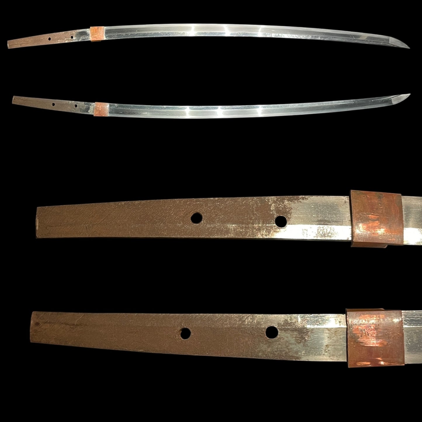 Brass Fittings Black KATANA, Heavy blade, Suguha 直刃, Edo period mumei
