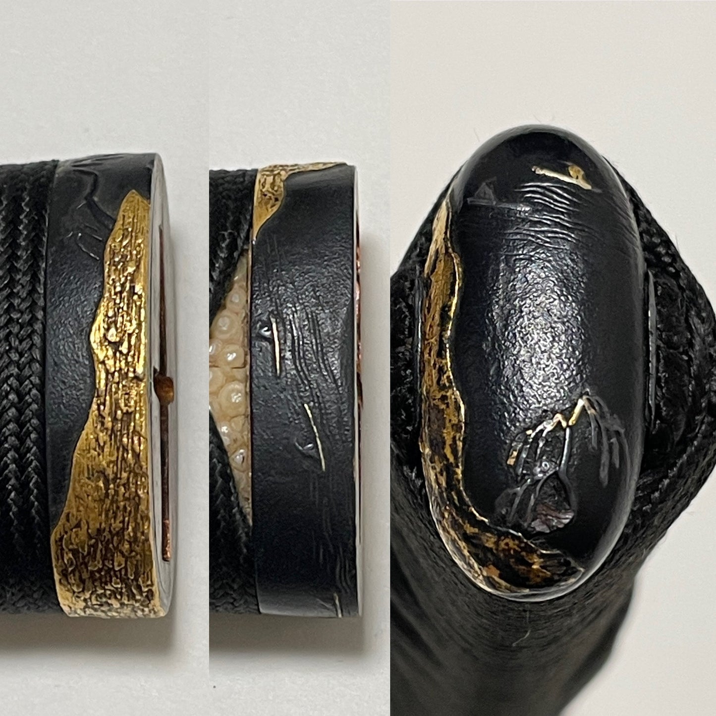 Kairagisaya 梅花皮鞘 Rayskin Scabbard WAKIZASHI, Persimmon Tsuba 柿透鍔, Edo period
