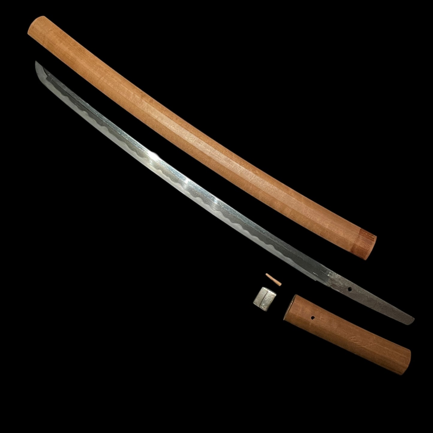 Midare Hamon Long WAKIZASHI in Shirasaya, Edo period mumei
