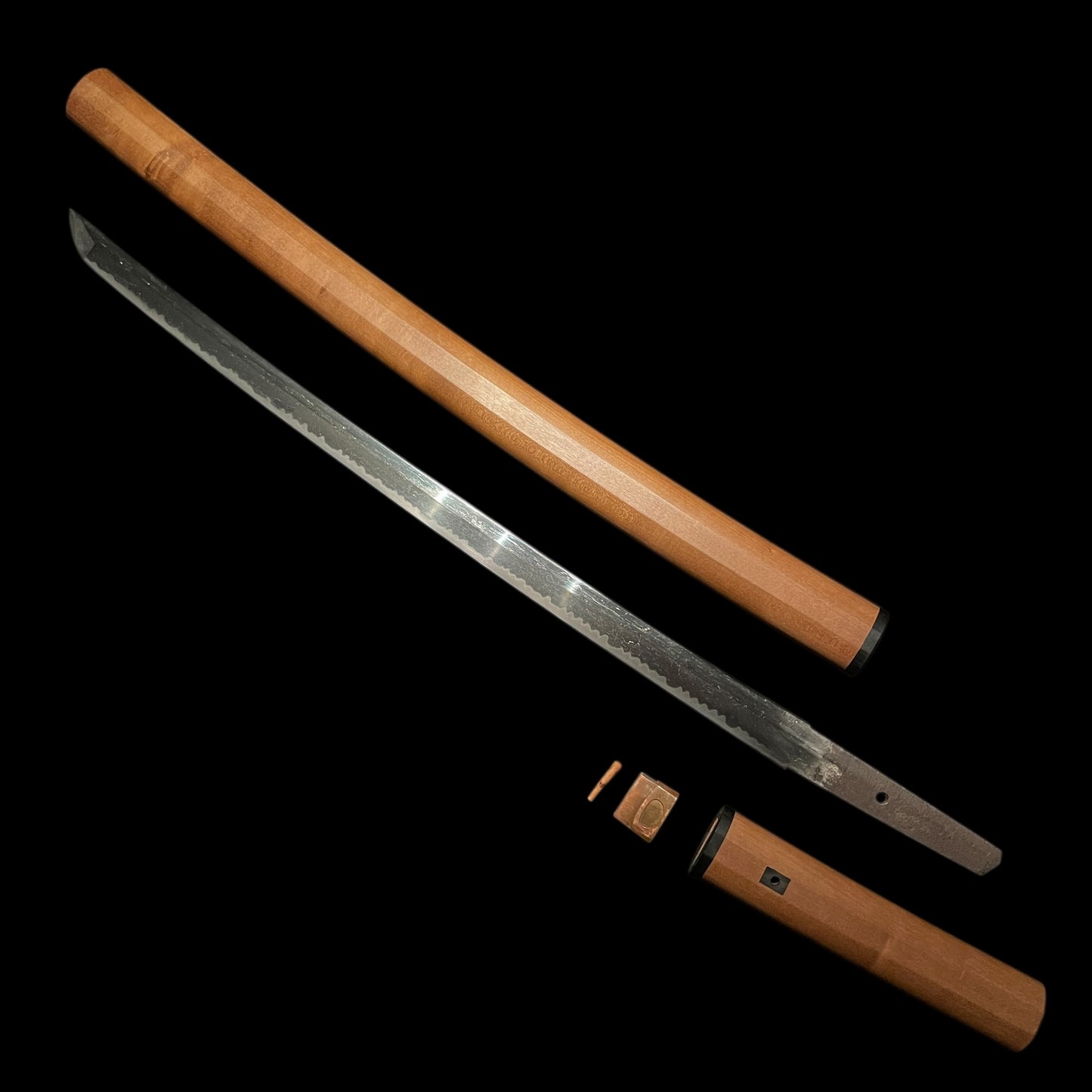 Sanbonsugi-Hamon 三本杉刃文 Long Wakizashi, Edo period mumei