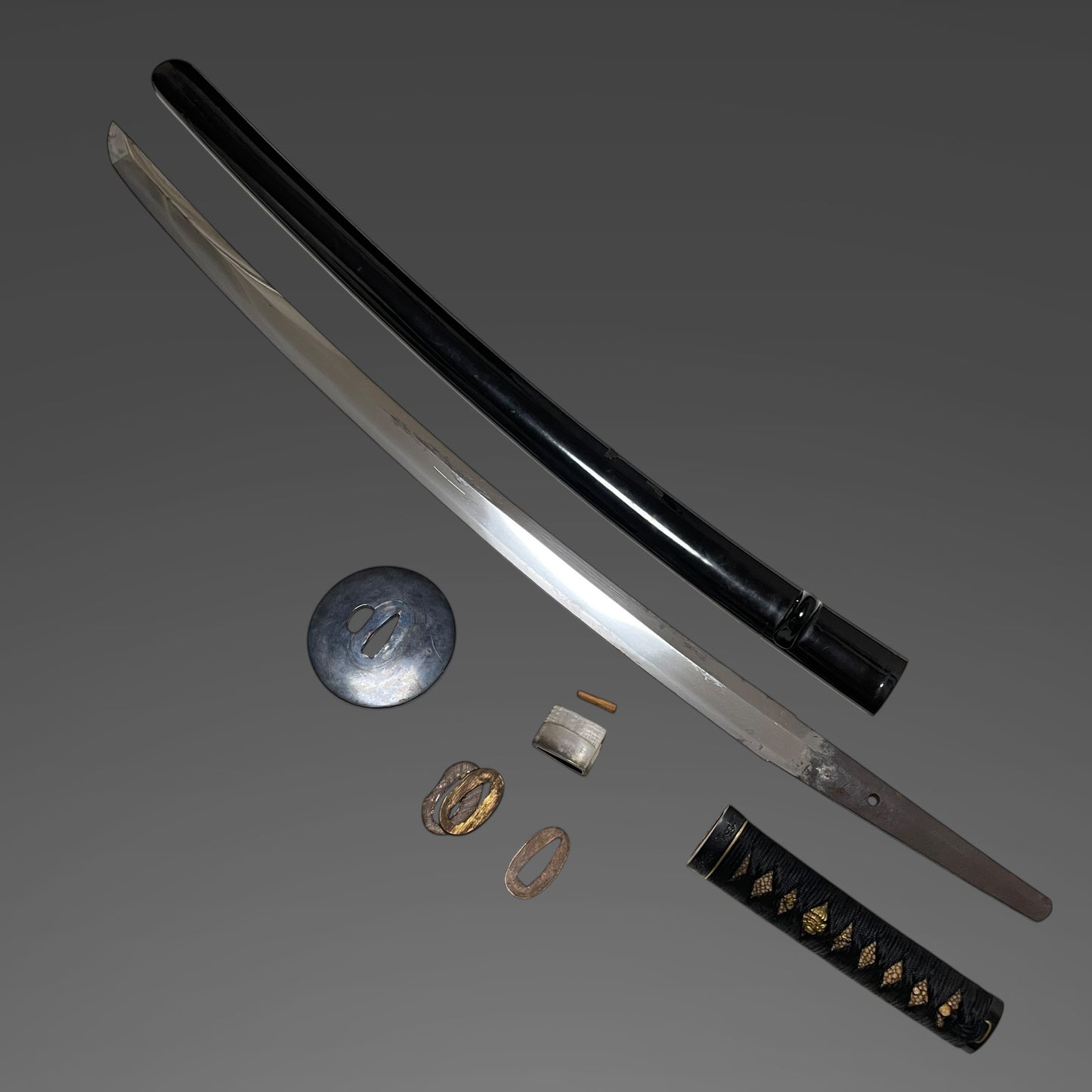 Kenjo-Tsuba 献上鍔 Long Wakizashi, Masamehada 柾目肌, Edo period mumei