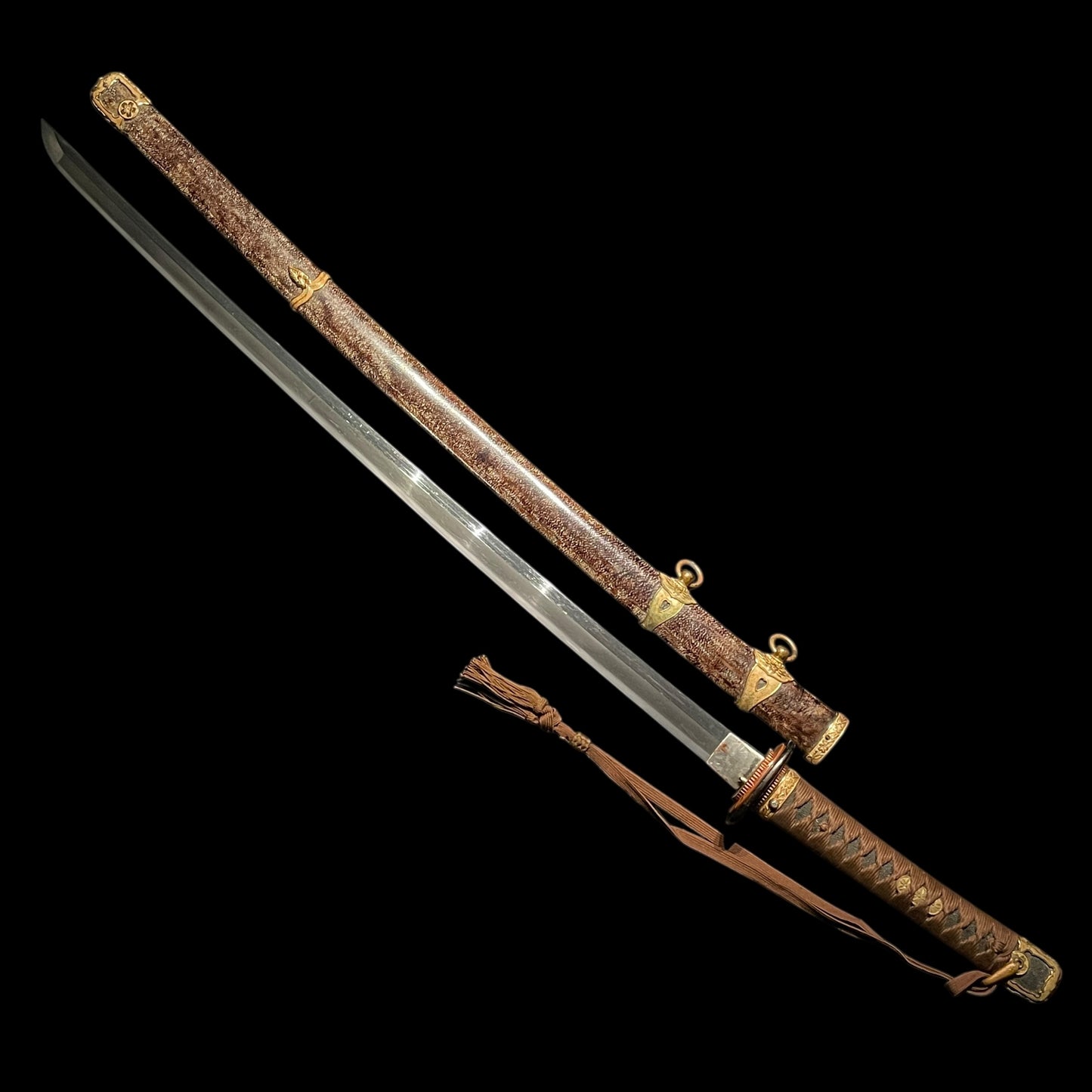 NAVY GUNTO 海軍刀, Custom-made Koshirae, Rising sun Seppa, Japanese Military Sword