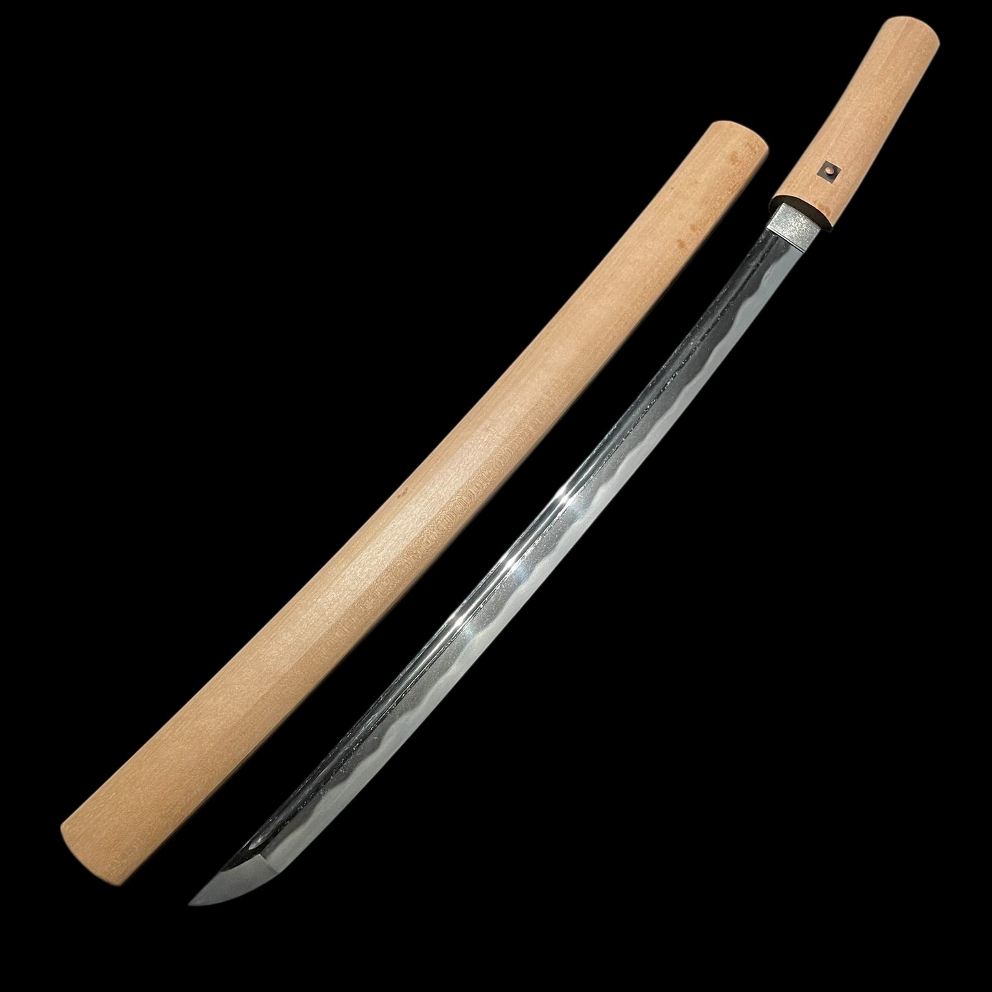 Kakinagashi-Hi 掻き流し樋 Wakizashi in Shirasaya, Edo period mumei