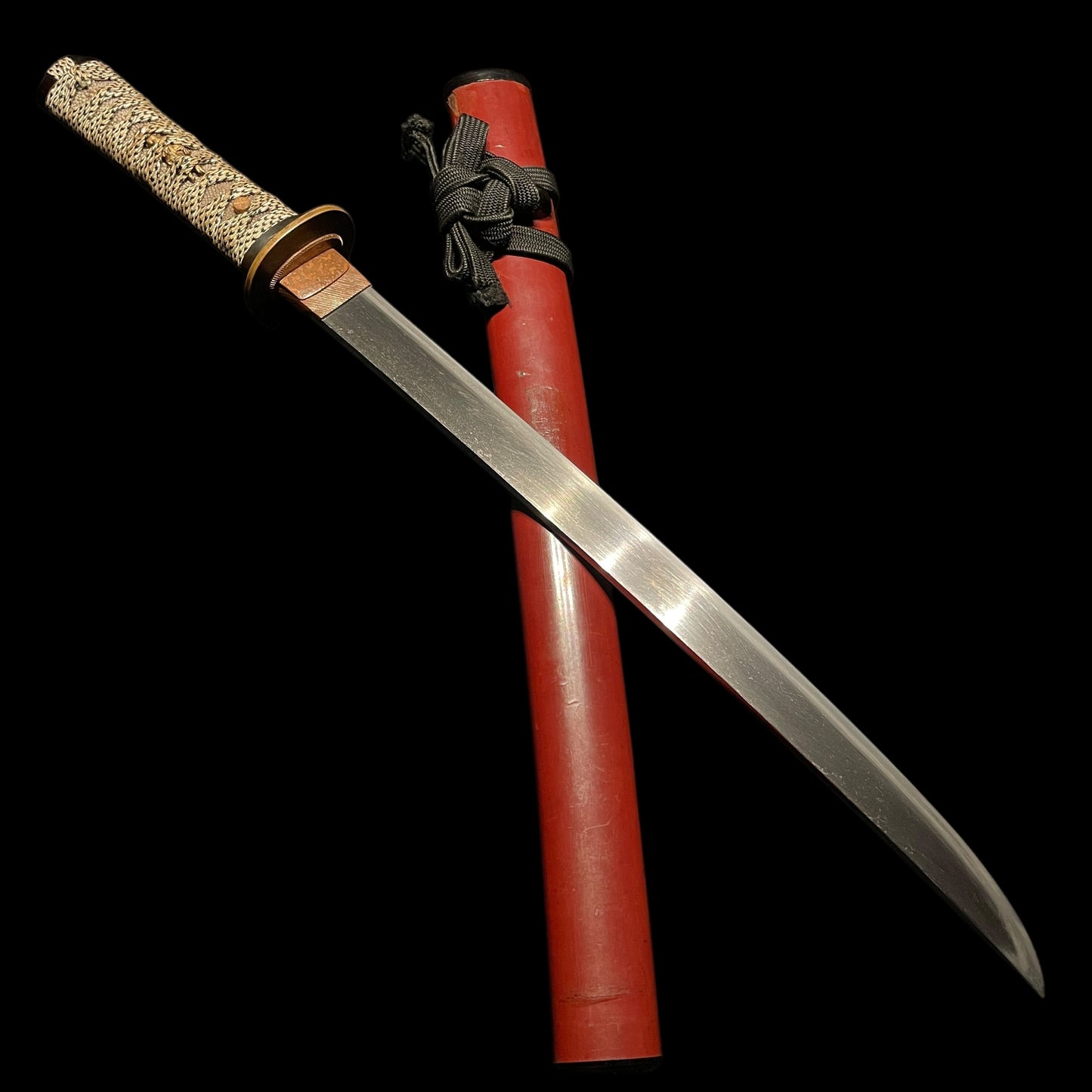 Hirazukuri 平造 WAKIZASHI, Bishuosafune Sukesada February 1566 signed, Red Bonji