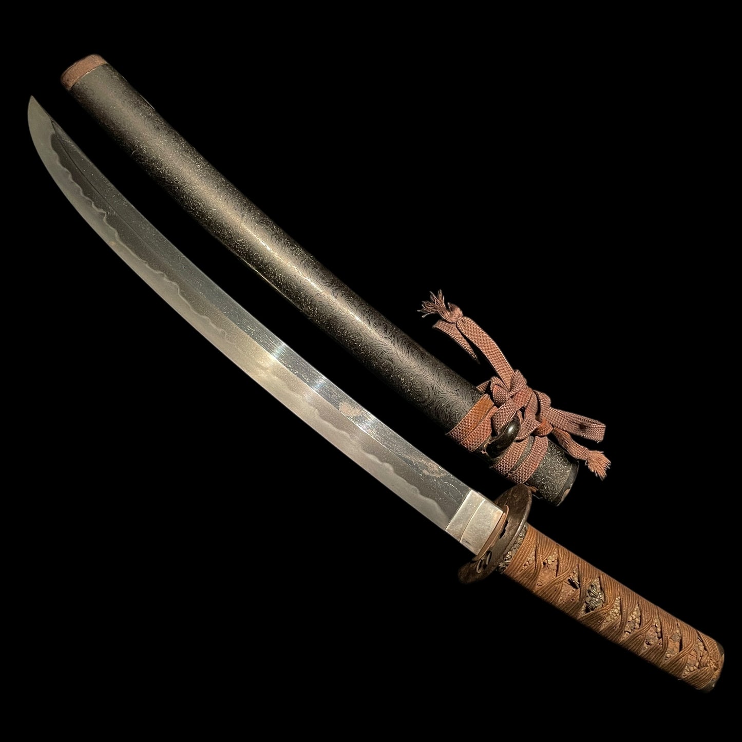 Shobuzukuri Wide Wakizashi, Osumizo Fujiwara Masahiro signed, with Shirasaya