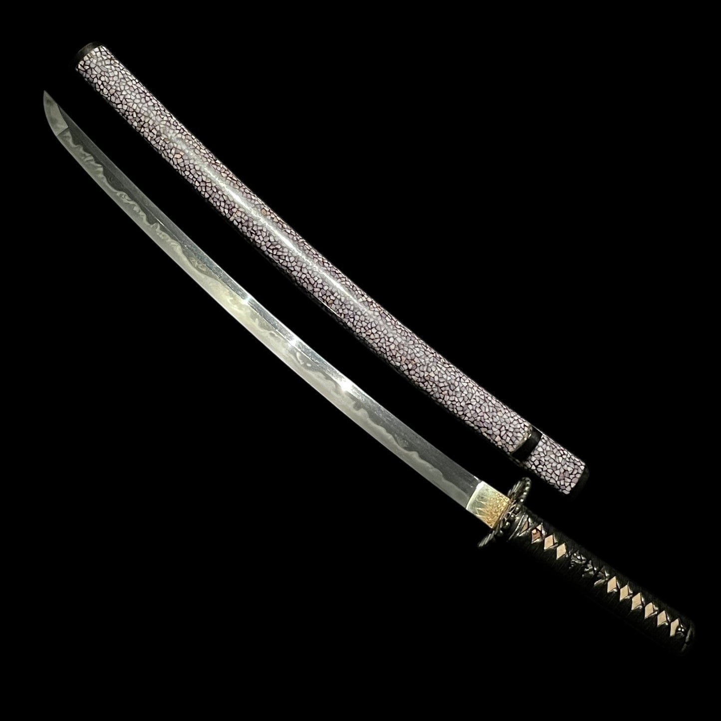 Amazing Hamon Long WAKIZASHI, Raden Koshirae 螺鈿拵, Katsumitsu 勝光 signed