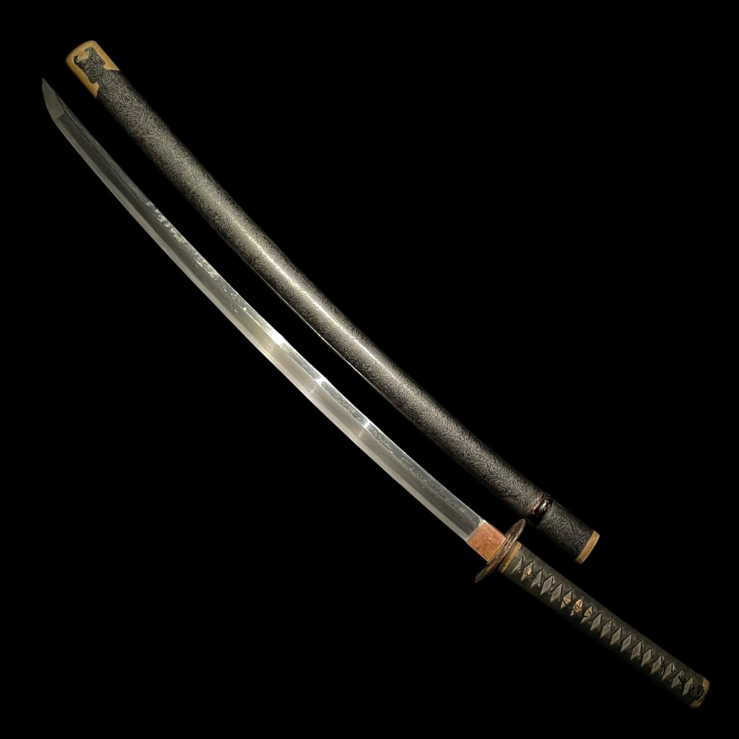 Brass Fittings Black KATANA, Heavy blade, Suguha 直刃, Edo period mumei